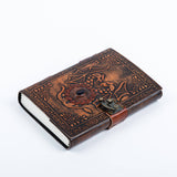 Leather Notebook with Stone Dragon Embossed Travel Journal 