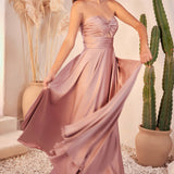 Strapless A-Line Satin Keyhole Dress