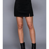Belted Vegan Suede Mini Skirt