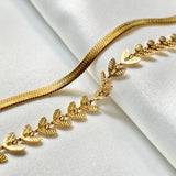 Non-tarnish Leaf Choker - Waterproof Chevron Chain Necklace
