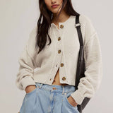 STYLISH LOOSE KNIT SINGLE-BREASTED CARDIGAN