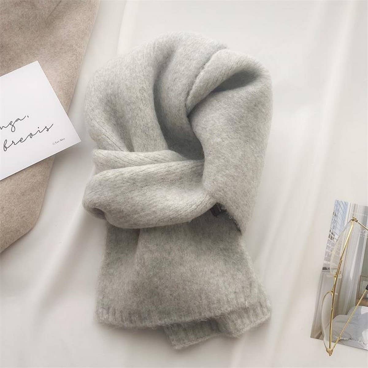 Wool Blend Cashmere-Feel Neck Scarf