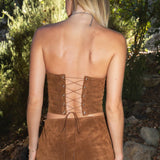 Embroidered Western Mini Skort - Maple Tan
