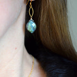 Raina Labradorite Gold Marquis Drop Earrings