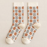 Vintage Flower Print Mid-Calf Socks