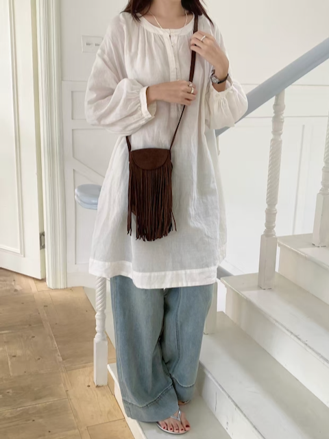 Suede-Like Microfiber Leather Crossbody Bag w/Fringe