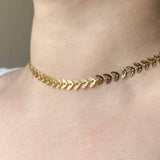 Non-tarnish Leaf Choker - Waterproof Chevron Chain Necklace