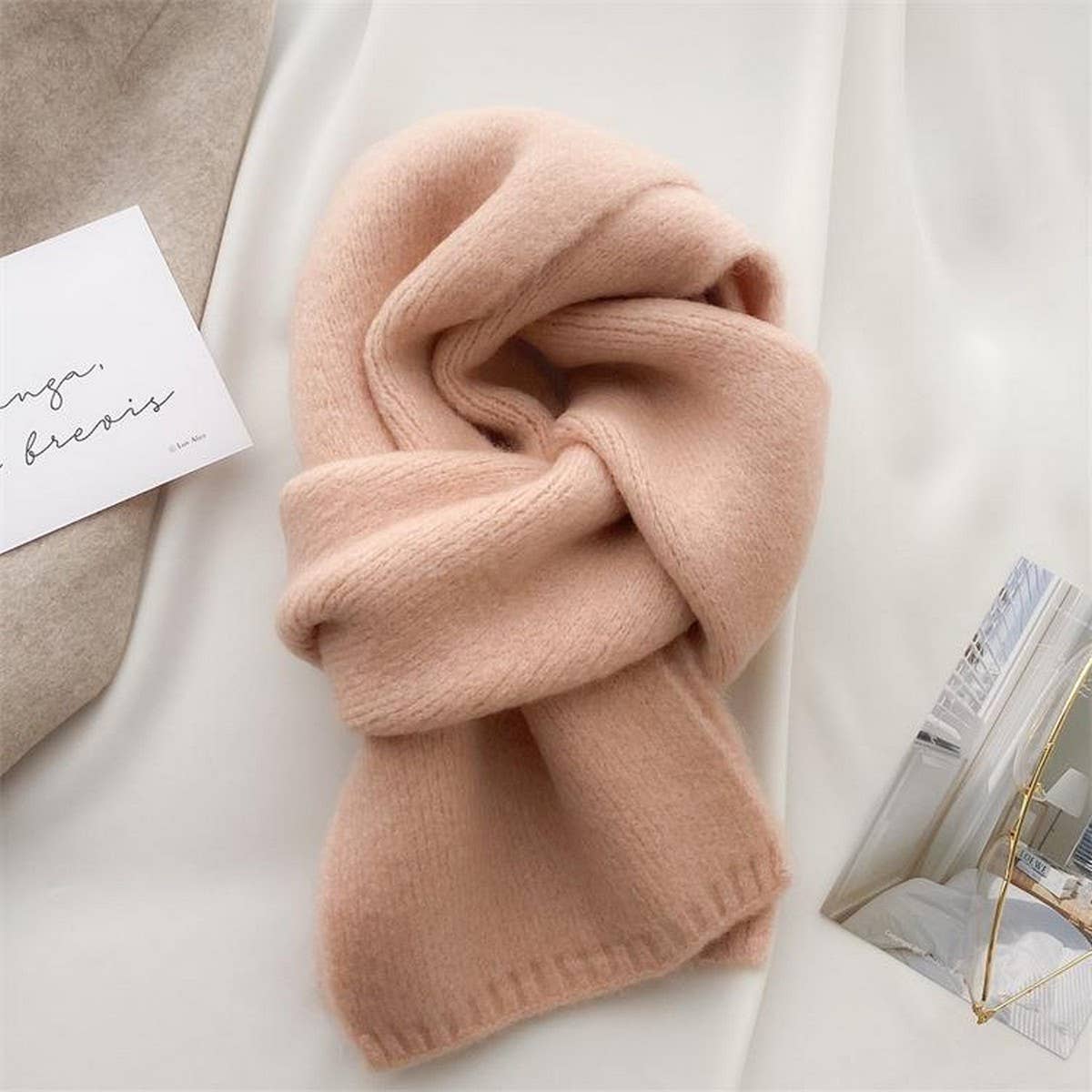 Wool Blend Cashmere-Feel Neck Scarf