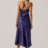 Gaia Metallic Midi Dress - Purple
