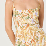 Jaleyah Paneled Flare Midi Dress - Mustard Green Floral