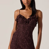 Leonie Floral Lace Maxi Dress - Wine Brown