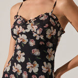 Maeryn Floral Midi Dress - Black