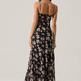 Maeryn Floral Midi Dress - Black