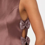 Kinsey Satin Bow Mini Dress - Mauve