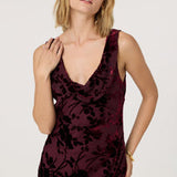 Floris Burnout Velvet Dress - Wine