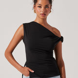 Aphra Twisted Off Shoulder Top - Black