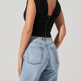 Samarra Ruched Crop Top - Black