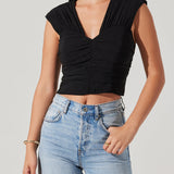 Samarra Ruched Crop Top - Black