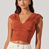 Samarra Ruched Crop Top - Rust