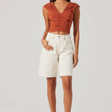 Samarra Ruched Crop Top - Rust