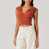 Samarra Ruched Crop Top - Rust