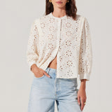 Savanna Eyelet Button Up Top - Cream