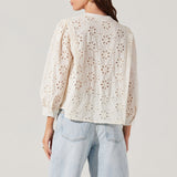 Savanna Eyelet Button Up Top - Cream