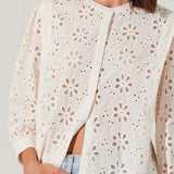 Savanna Eyelet Button Up Top - Cream
