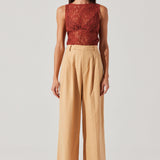 Kairi Lace High Neck Top - Rust