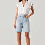 Callen Satin Button Up Top - White
