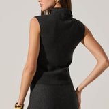 Deora Sleeveless Sweater Top - Charcoal