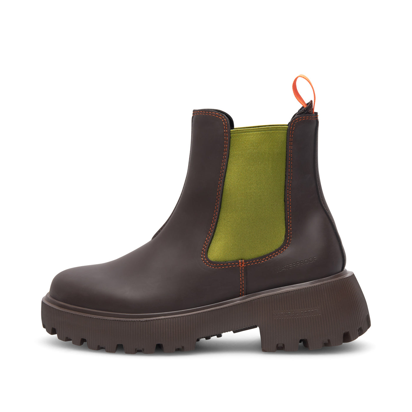 Aya Waterproof Chelsea Boot - Chocolate/Green