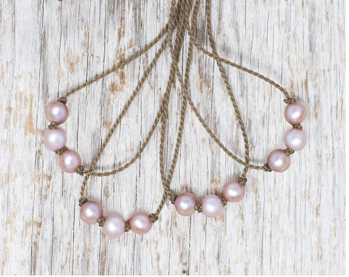 Triple Knotted Pearl Necklace