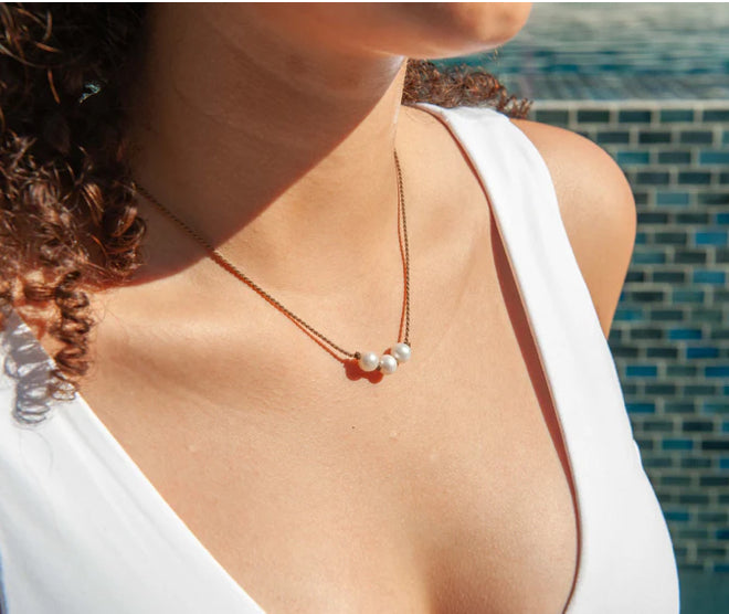 Triple Knot Pearl Necklace