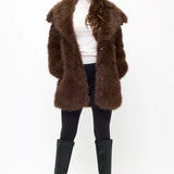 Cascade Oversized Faux Fur Coat - Coffee