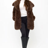 Cascade Oversized Faux Fur Coat - Coffee