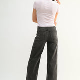 Mini Patch Pocket Wide Leg Pants - Dark Brown