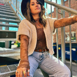 Heather Knit Drop Shoulder Vest - Beige