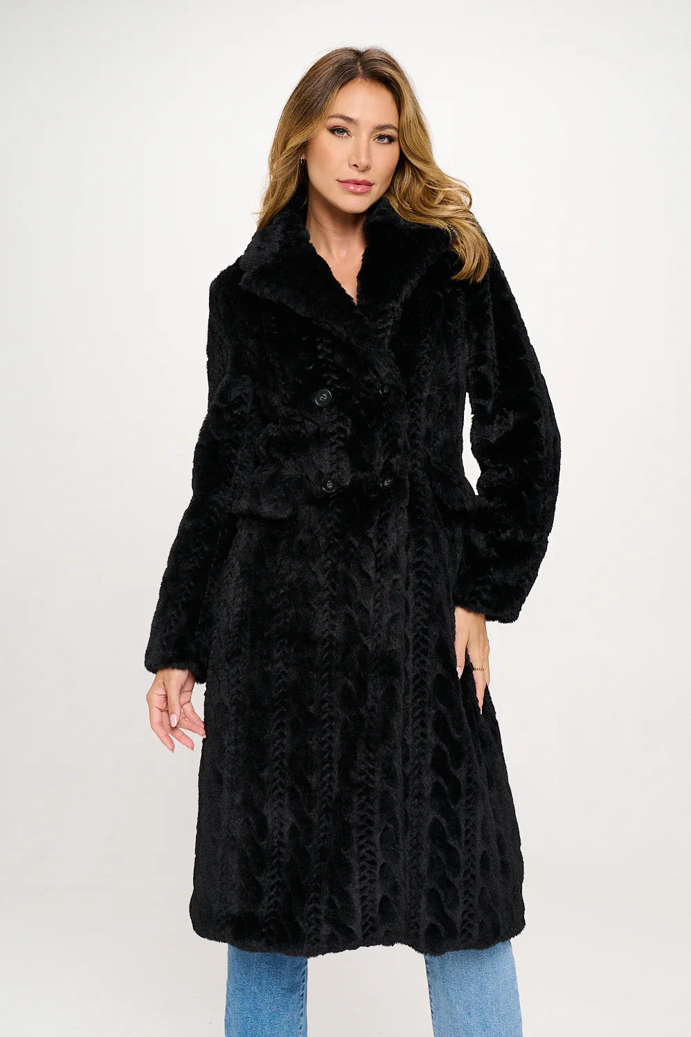 Parisian Luxe Faux Fur Coat- Black