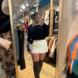 Cuffed Sleeve Crop Sweater