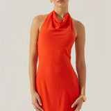 Dalisay Cowl Neck Halter Dress