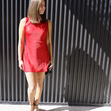 Open Back Satin Mini Dress - Red