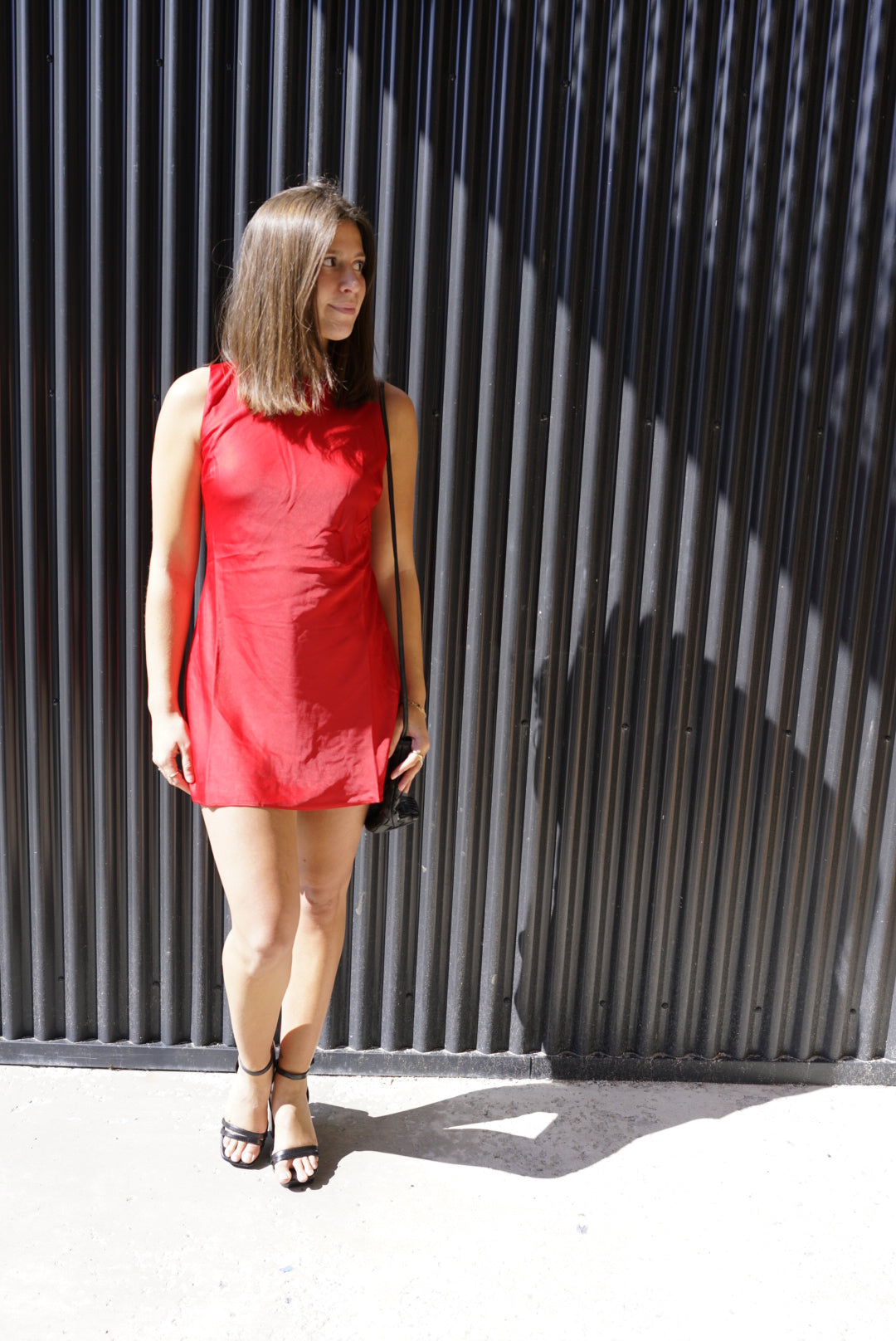 Open Back Satin Mini Dress - Red