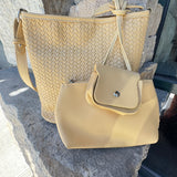 Embossed Woven Shoulder Bag w/Accessory Pouch