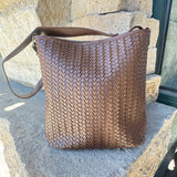 Embossed Woven Shoulder Bag w/Accessory Pouch