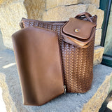 Embossed Woven Shoulder Bag w/Accessory Pouch