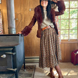 Vogue Vegan Leather Fur-Trimmed Belted Coat - Brick