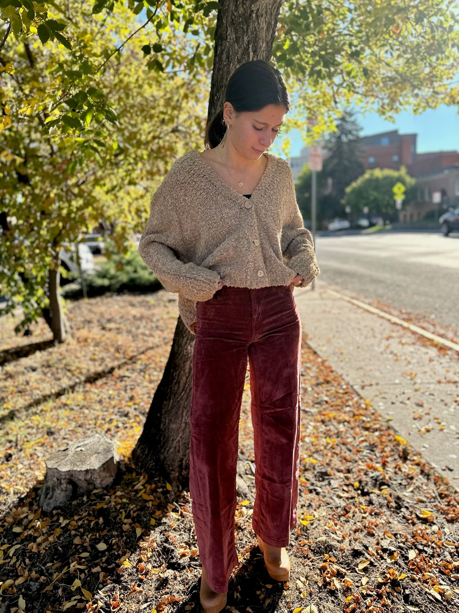 Monmarte Button Cardigan - Caramel
