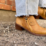 Michelle Leather Bootie - Mustard Brown