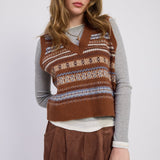 Arlette Sweater Vest - Brown